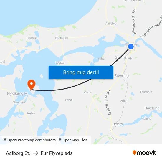 Aalborg St. to Fur Flyveplads map
