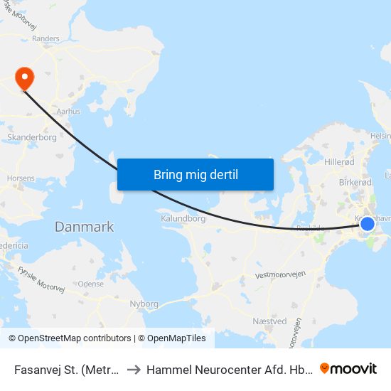 Fasanvej St. (Metro) to Hammel Neurocenter Afd. Hb 1 map