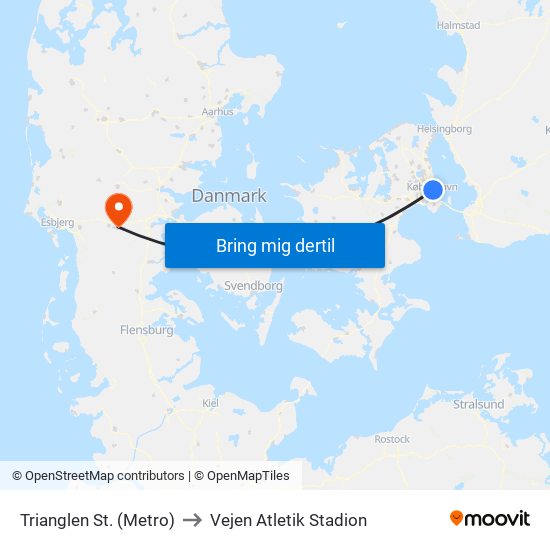 Trianglen St. (Metro) to Vejen Atletik Stadion map