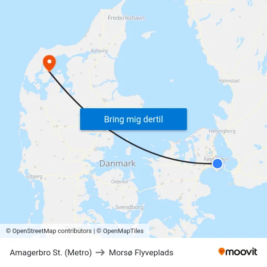 Amagerbro St. (Metro) to Morsø Flyveplads map
