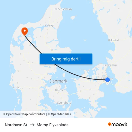 Nordhavn St. to Morsø Flyveplads map