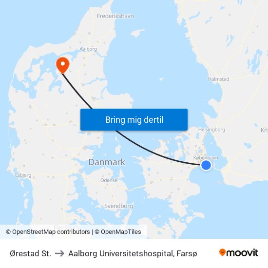 Ørestad St. to Aalborg Universitetshospital, Farsø map