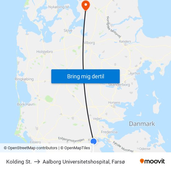 Kolding St. to Aalborg Universitetshospital, Farsø map