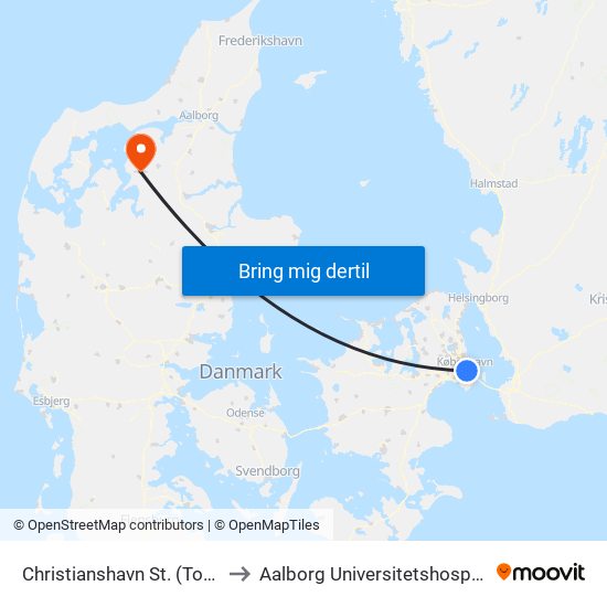 Christianshavn St. (Torvegade) to Aalborg Universitetshospital, Farsø map