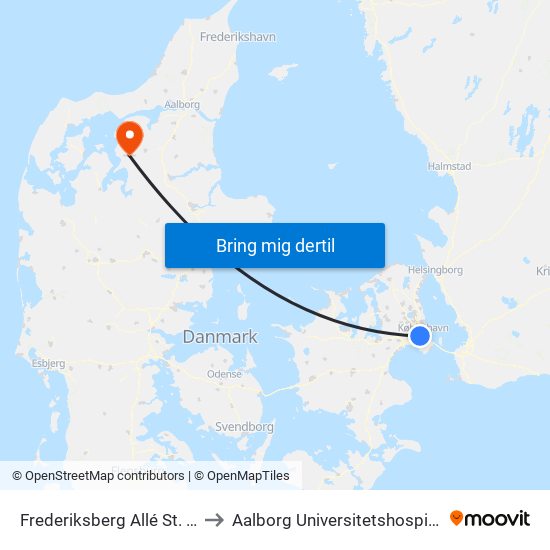 Frederiksberg Allé St. (Metro) to Aalborg Universitetshospital, Farsø map