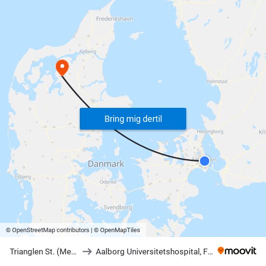 Trianglen St. (Metro) to Aalborg Universitetshospital, Farsø map