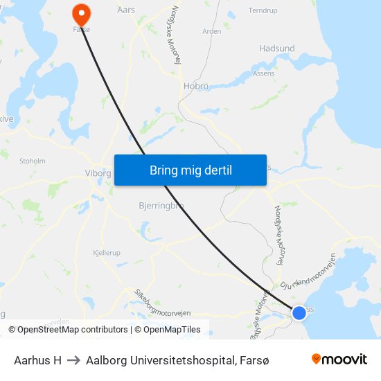 Aarhus H to Aalborg Universitetshospital, Farsø map