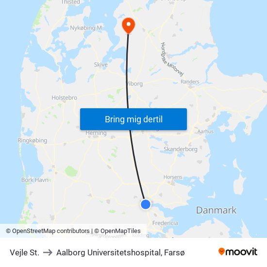 Vejle St. to Aalborg Universitetshospital, Farsø map