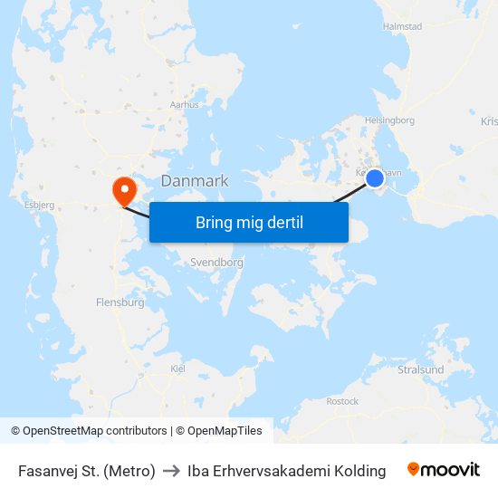 Fasanvej St. (Metro) to Iba Erhvervsakademi Kolding map