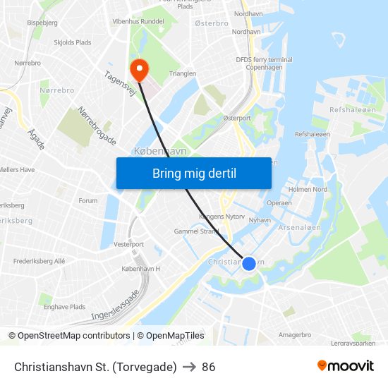 Christianshavn St. (Torvegade) to 86 map