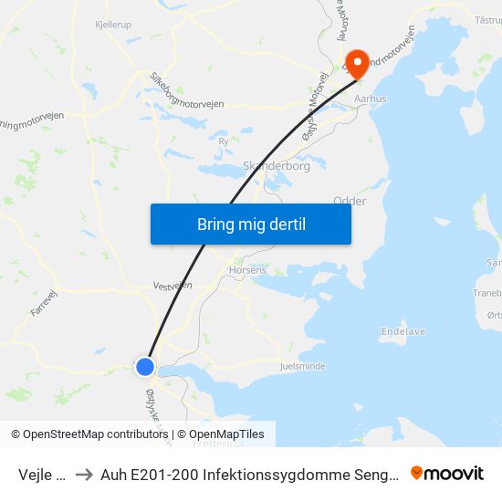 Vejle St. to Auh E201-200 Infektionssygdomme Sengeafsnit map