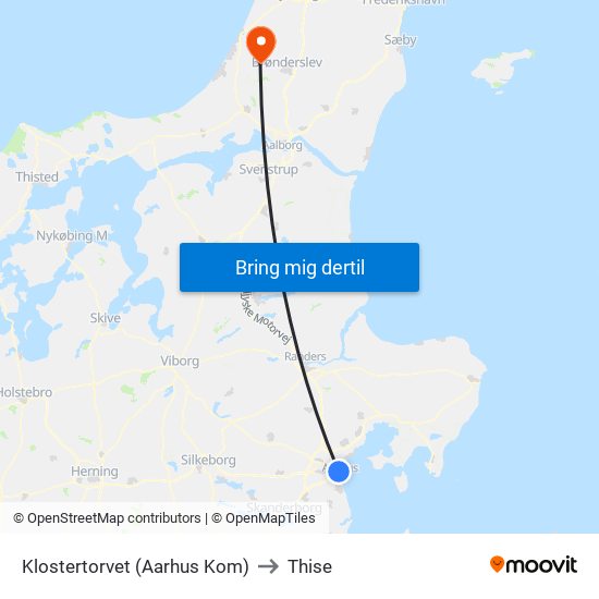 Klostertorvet (Aarhus Kom) to Thise map