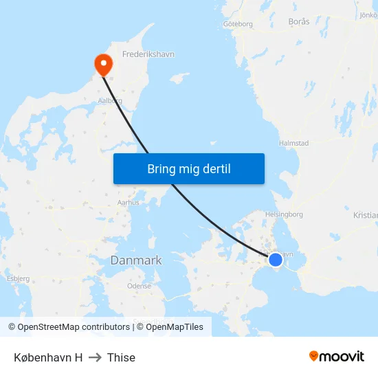 København H to Thise map