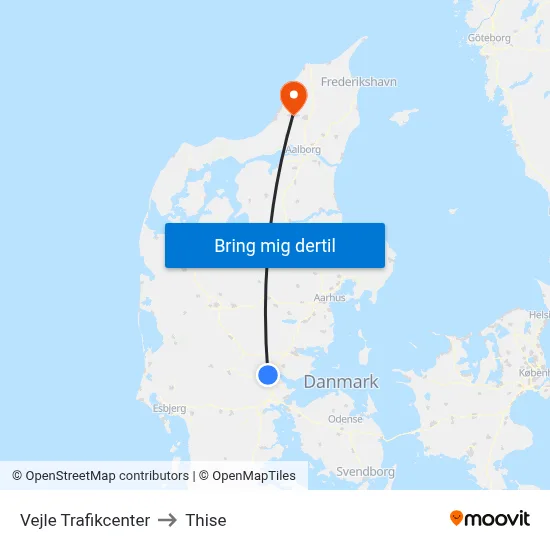 Vejle Trafikcenter to Thise map