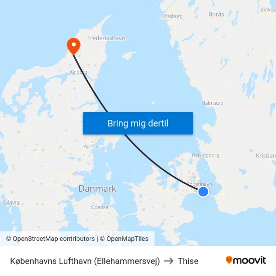 Københavns Lufthavn (Ellehammersvej) to Thise map