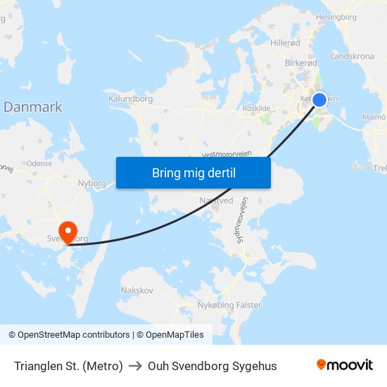 Trianglen St. (Metro) to Ouh Svendborg Sygehus map
