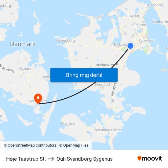 Høje Taastrup St. to Ouh Svendborg Sygehus map