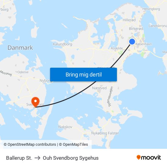 Ballerup St. to Ouh Svendborg Sygehus map
