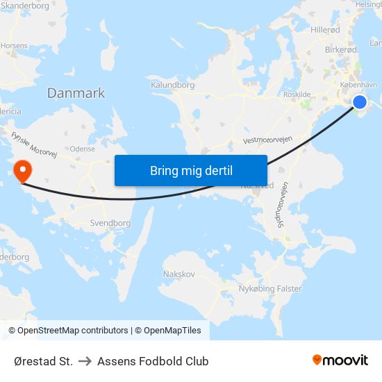 Ørestad St. to Assens Fodbold Club map