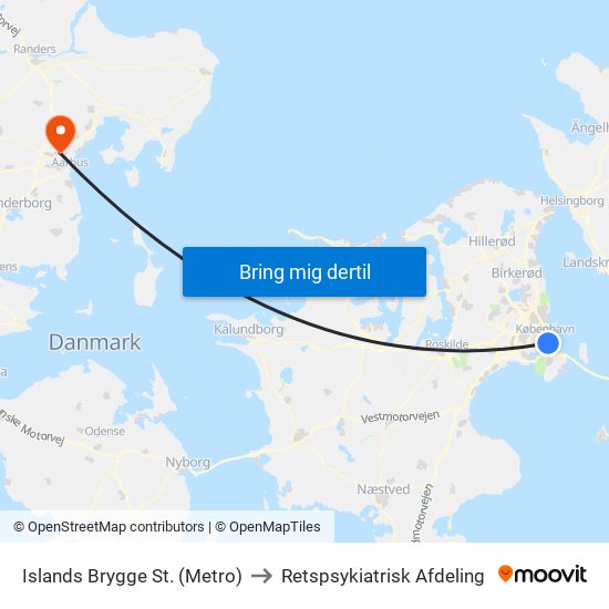 Islands Brygge St. (Metro) to Retspsykiatrisk Afdeling map