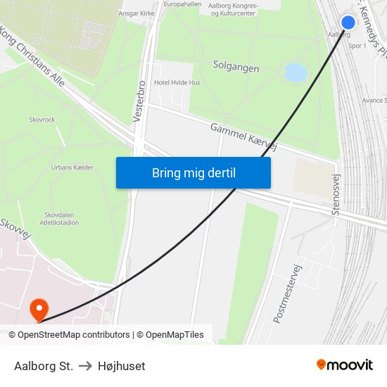 Aalborg St. to Højhuset map