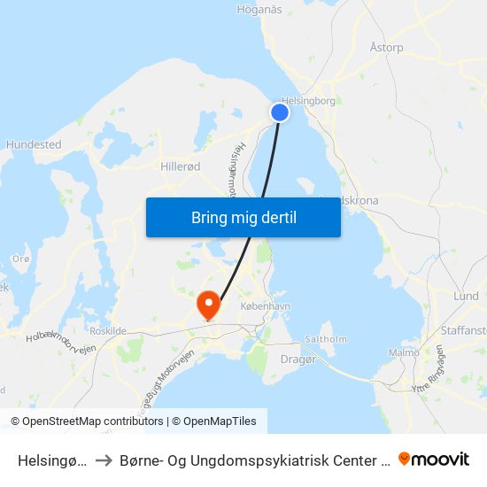 Helsingør St. to Børne- Og Ungdomspsykiatrisk Center Afs. B291 map