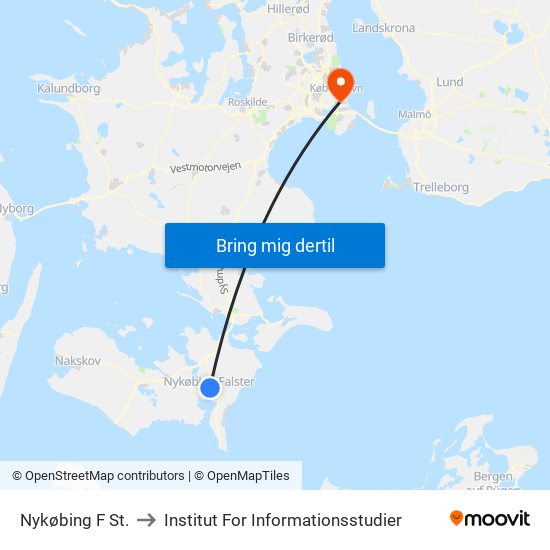 Nykøbing F St. to Institut For Informationsstudier map