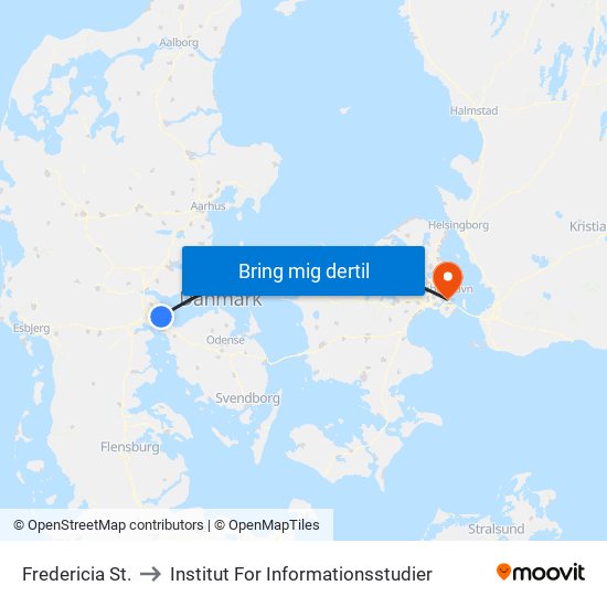 Fredericia St. to Institut For Informationsstudier map