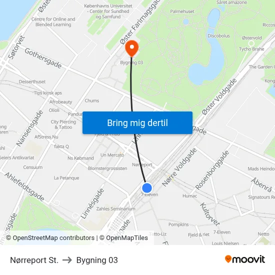Nørreport St. to Bygning 03 map