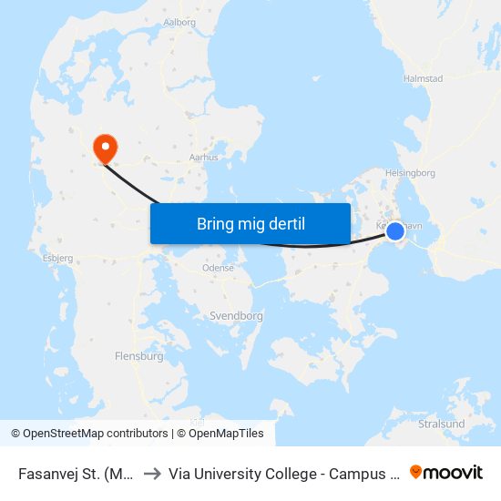 Fasanvej St. (Metro) to Via University College - Campus Herning map