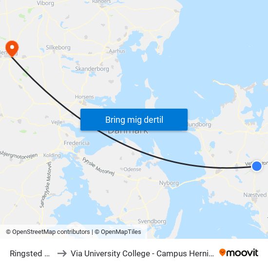 Ringsted St. to Via University College - Campus Herning map