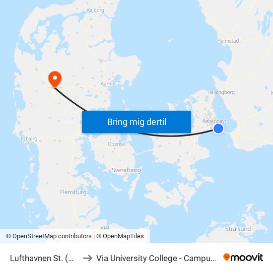 Lufthavnen St. (Metro) to Via University College - Campus Herning map