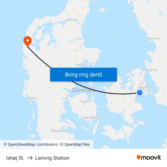 Ishøj St. to Lemvig Station map