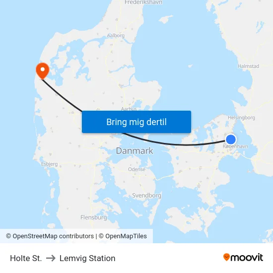 Holte St. to Lemvig Station map