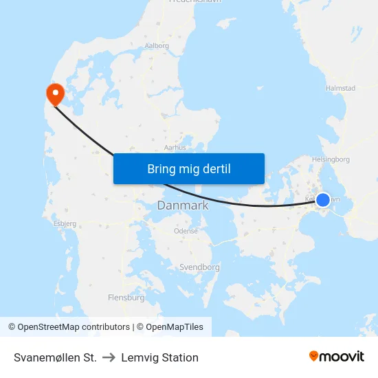 Svanemøllen St. to Lemvig Station map