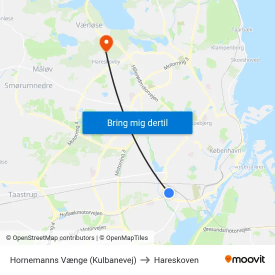 Hornemanns Vænge (Kulbanevej) to Hareskoven map