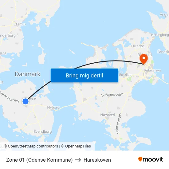 Zone 01 (Odense Kommune) to Hareskoven map