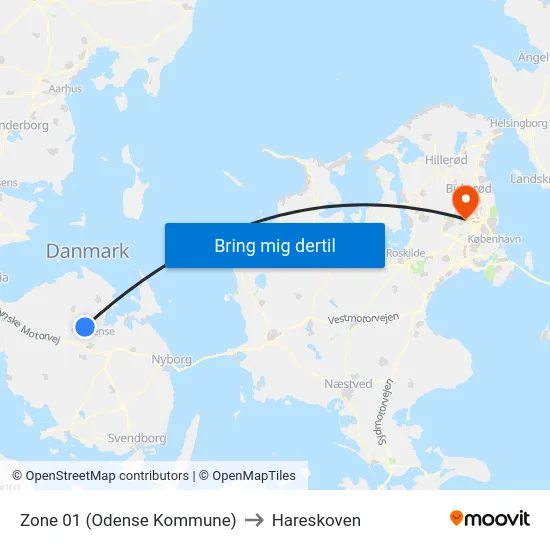 Zone 01 (Odense Kommune) to Hareskoven map
