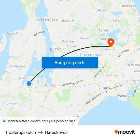 Trællerupskolen to Hareskoven map