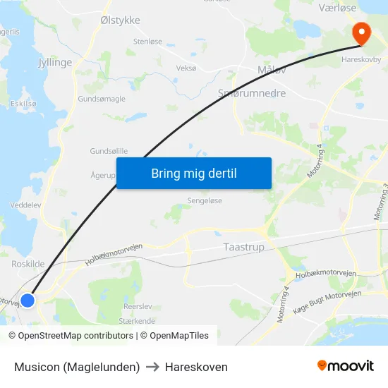 Musicon (Maglelunden) to Hareskoven map
