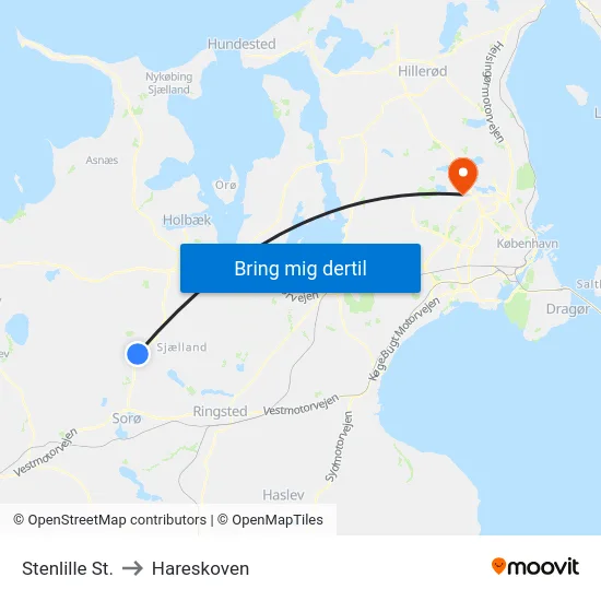 Stenlille St. to Hareskoven map
