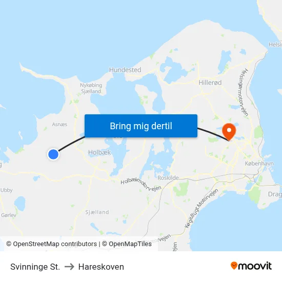 Svinninge St. to Hareskoven map