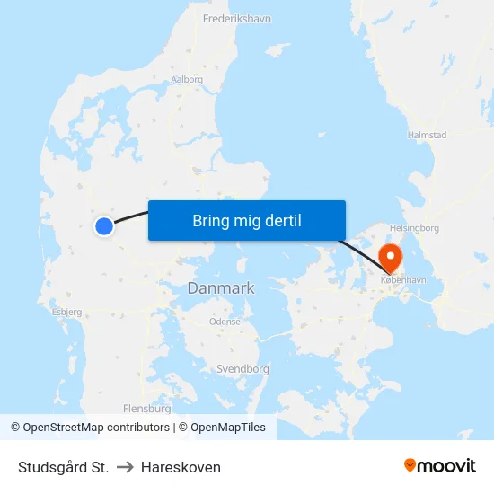 Studsgård St. to Hareskoven map