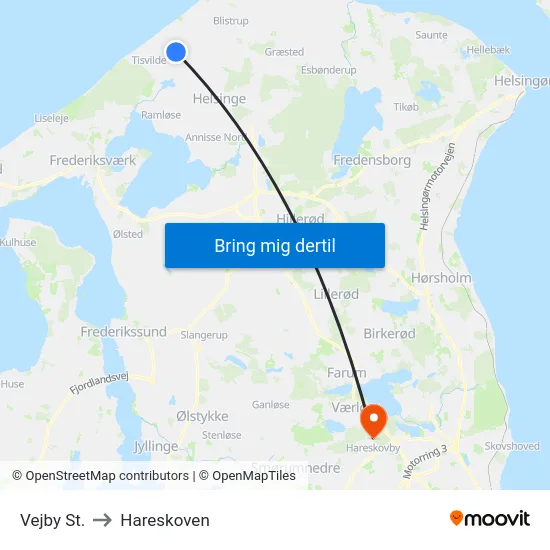 Vejby St. to Hareskoven map