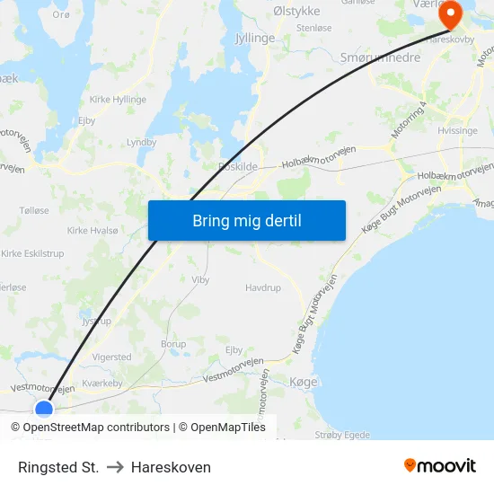Ringsted St. to Hareskoven map
