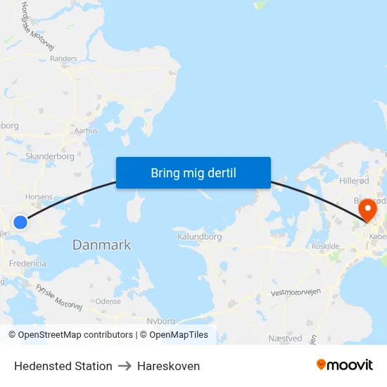 Hedensted Station to Hareskoven map