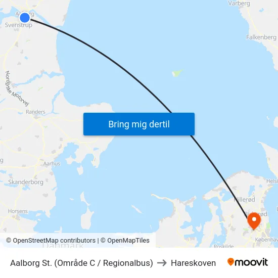 Aalborg St. (Område C / Regionalbus) to Hareskoven map