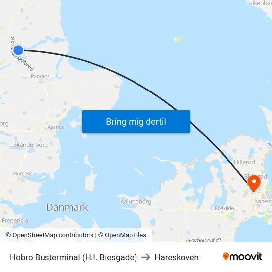 Hobro Busterminal (H.I. Biesgade) to Hareskoven map