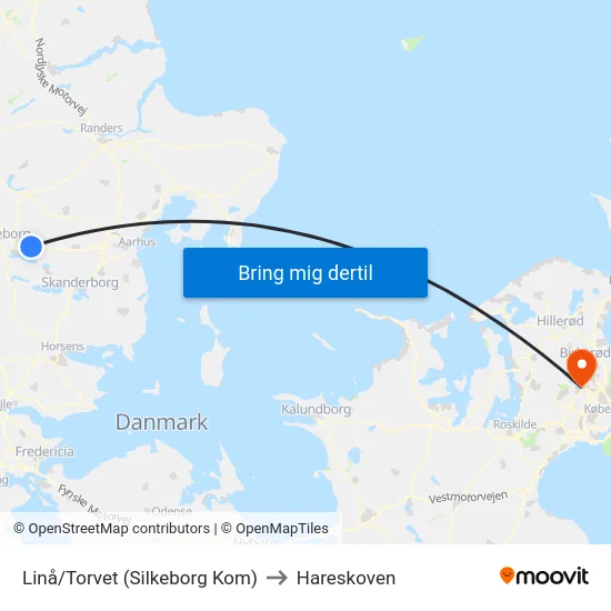 Linå/Torvet (Silkeborg Kom) to Hareskoven map