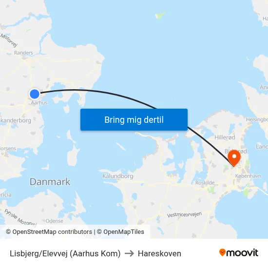 Lisbjerg/Elevvej (Aarhus Kom) to Hareskoven map